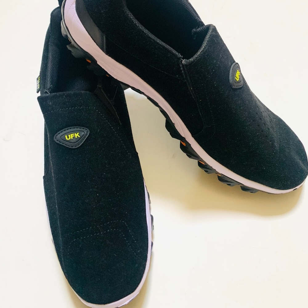 UFK Sport Men's Black Faux Suede Slip On Sneakers